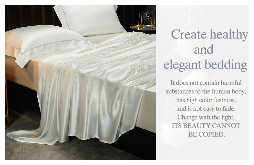 22MM 4PCS Mulberry Silk Bedding Set, Black, Twin