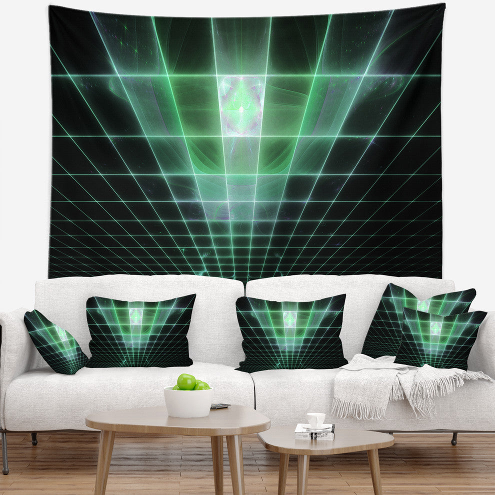 Light Green Bat on Radar Screen Abstract Wall Tapestry, 60"x50"