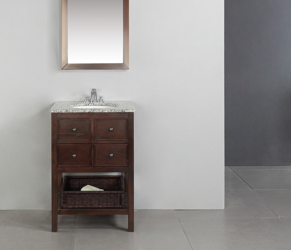 Burnaby 24" Bath Vanity with Dappled Grey Granite Top
