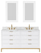 Bristol 60" Marble Countertop Vanity, Pure White With Mirrors