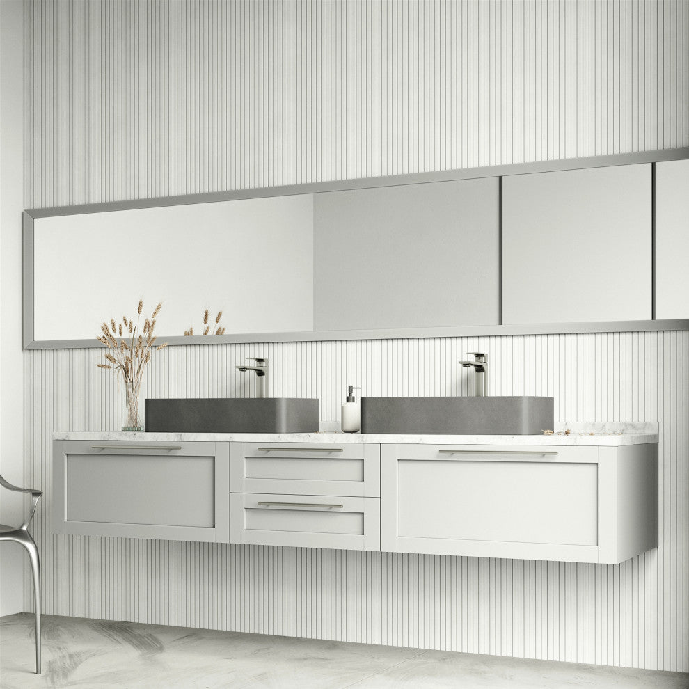 VIGO Palazzo 24"L x 11"W x 5"H Concreto Stone Rectangular Bathroom Vessel Sink