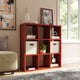 Solid Wood 9 Cube Storage Organizer, Red Mahogany