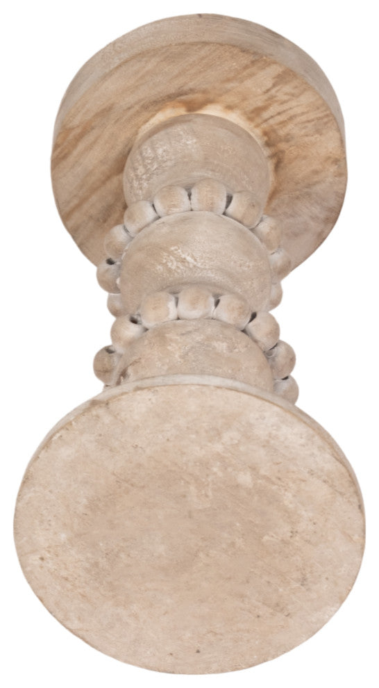 Wooden 11" Banded Bead Candle Holder