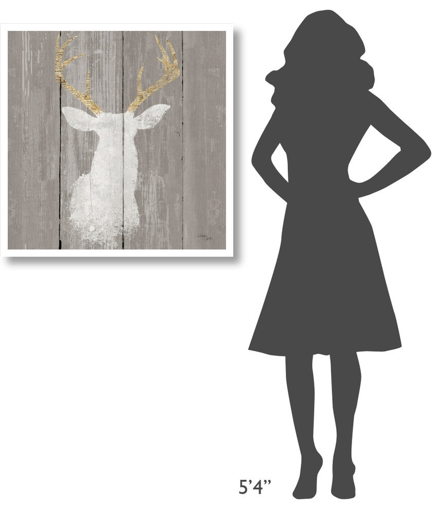 "Precious Antlers I on Gray Wood" Paper Print by Wellington Studio, 32"x32"
