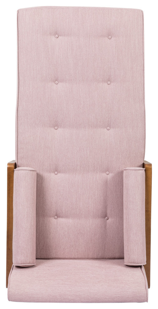 Miles Fabric Chaise Lounge, Light Blush and Dark Walnut