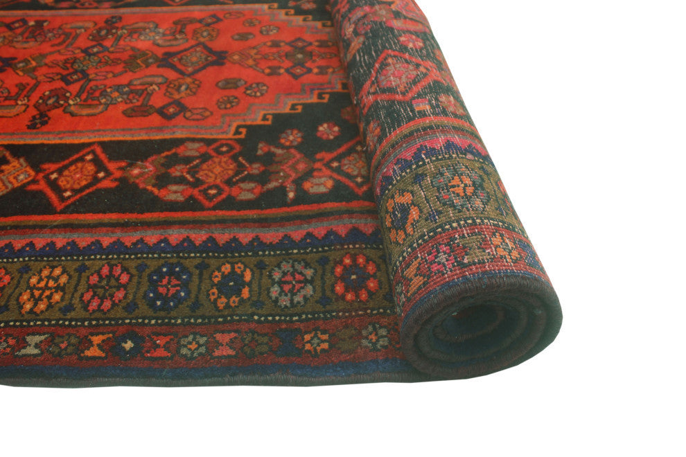 Fine Vintage Distressed Kent Rust/Charcoal Runner, 4'0x9'11