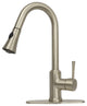 Copper Pull Down Kitchen Faucet With Deck Plate, Single Level Brass Sink Faucets, Brushed Nickel