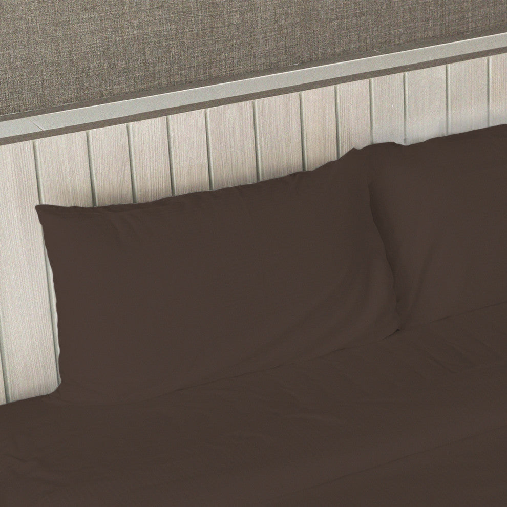 Egyptian Cotton Feel Coolest Soft, 4-Piece Sheet Deep Pockets, Chocolate, Full