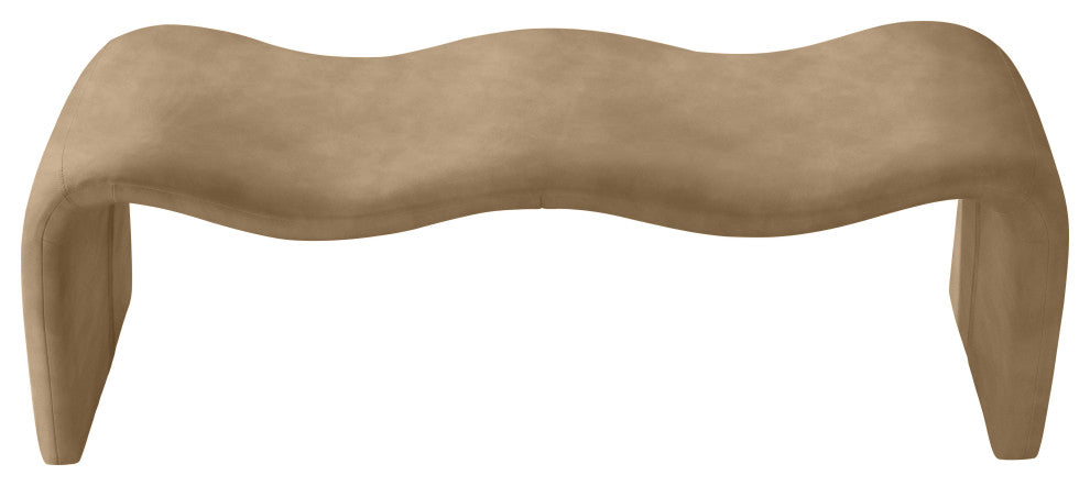 Willow Upholstered Bench, Tan, Vegan Leather