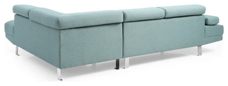 Glory Furniture Riveredge Twill Fabric Sectional in Teal