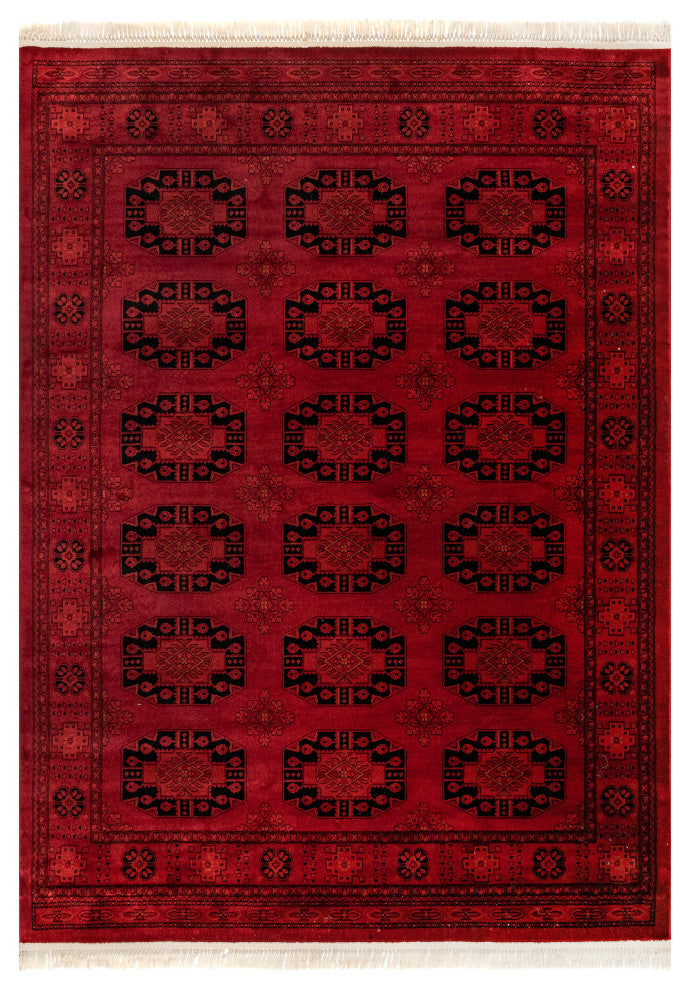 Nuloom Diandra Traditional Persian Motif Fringe Area Rug, Red 5'3"x7'3"
