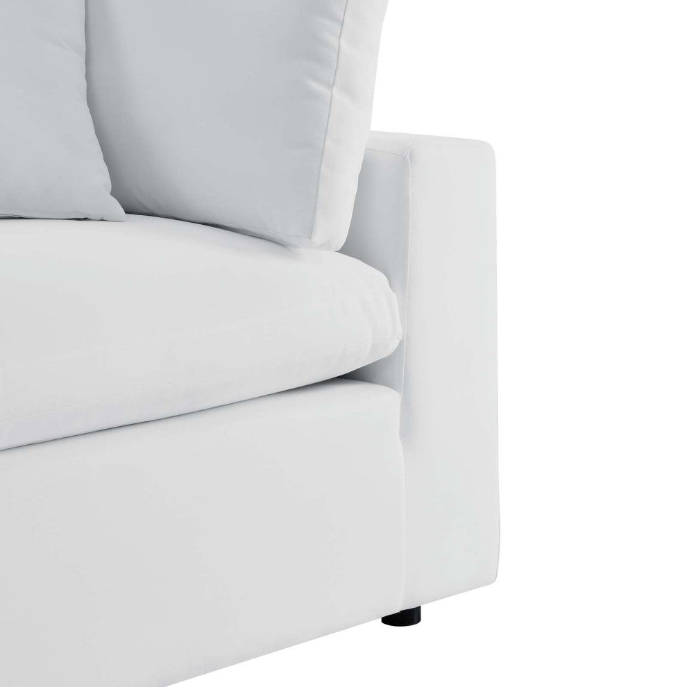 Modular Lounge Loveseat Deep Sofa, Sunbrella, White, Modern, Outdoor Patio