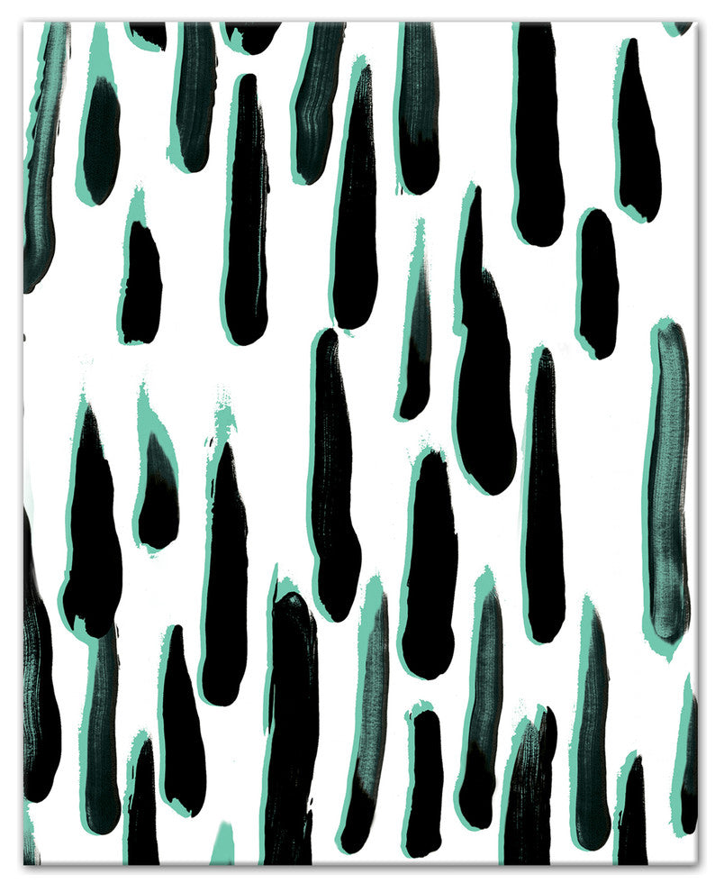 Dark Mint Paint Strokes 8x10 Canvas Wall Art