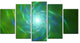 Green Fractal Whirlpool Design, Contemporary Wall Art Canvas, 60"x32", 5 Panels