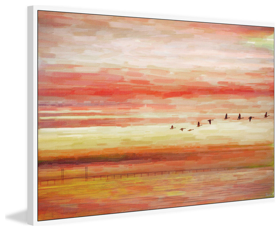 "Flying South" Floater Framed Painting Print on Canvas, 36"x24"