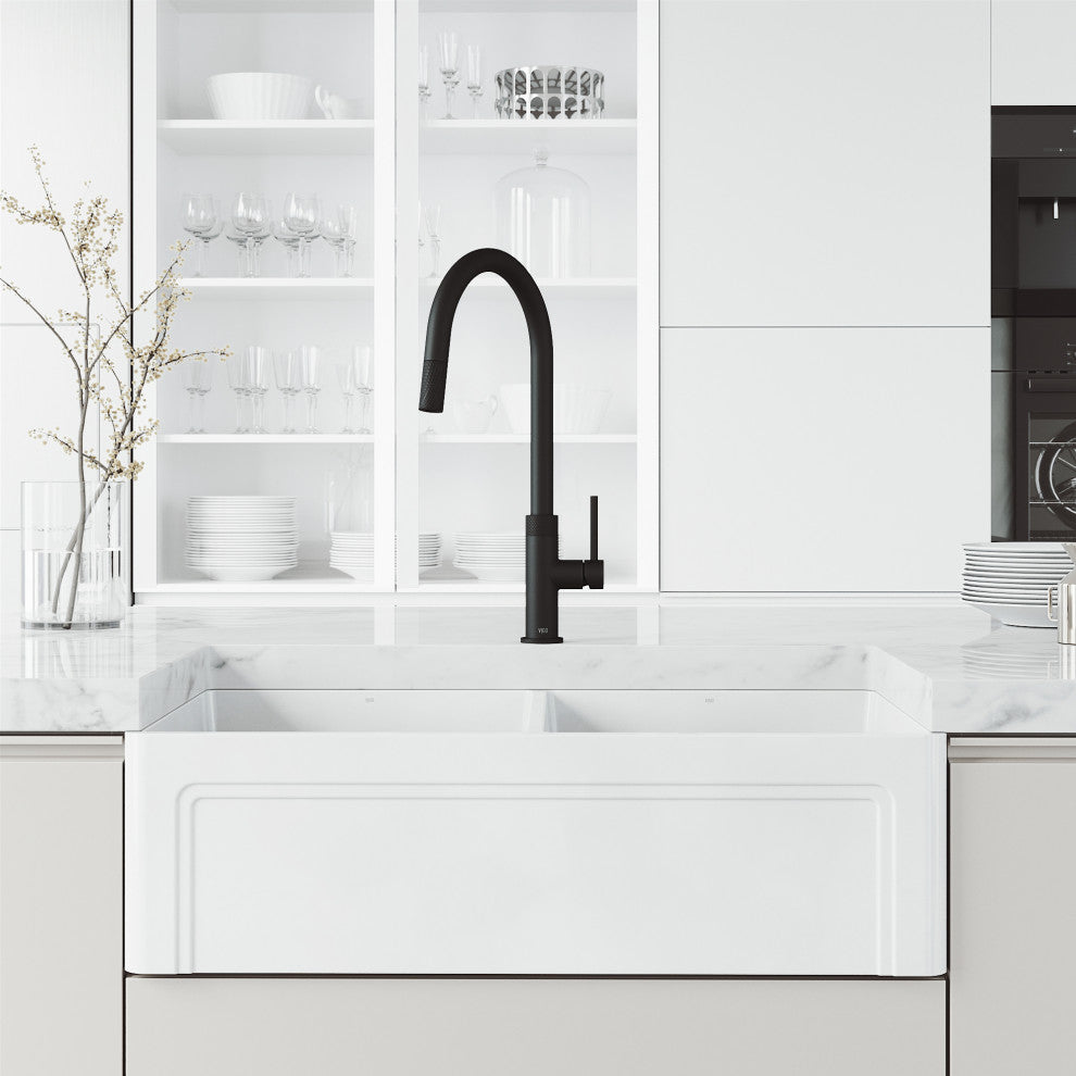 VIGO Bristol 19" H Single Handle Pull-Down Sprayer Kitchen Faucet, Matte Black, Without Extras