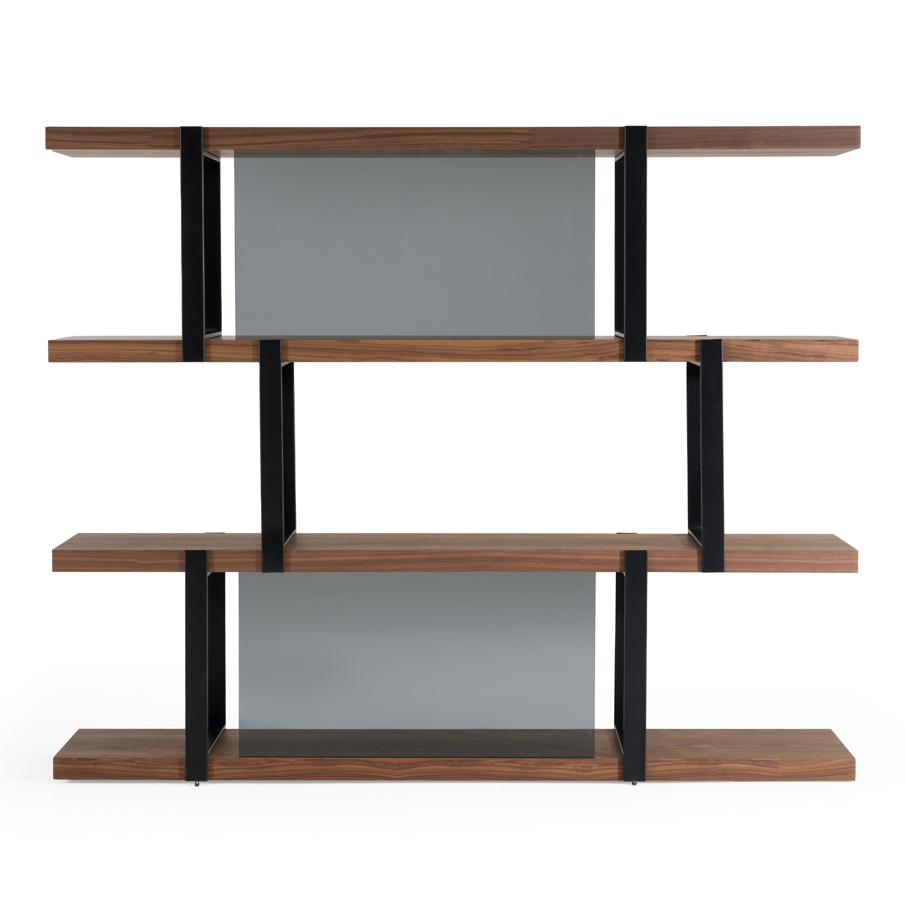 Modrest Brewer Modern Walnut and Black Bookshelf
