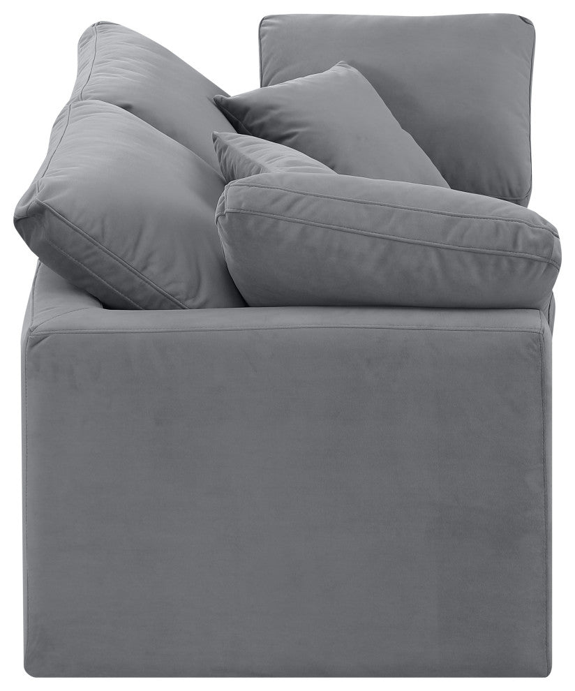 Indulge Upholstered Modular Sofa, Grey, 2-Piece: 2 Corner Chair, Down Stuffed Velvet