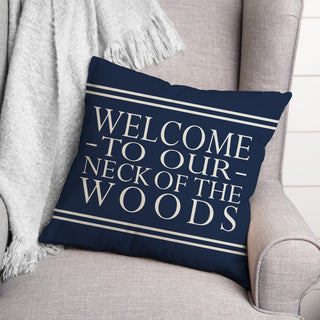 Welcome on Blue 18x18 Indoor/Outdoor Pillow