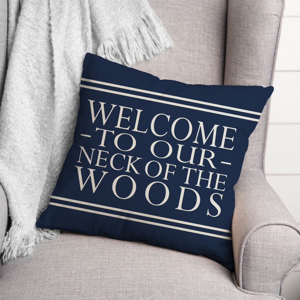 Welcome on Blue 18x18 Indoor/Outdoor Pillow