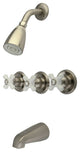 Kingston Brass Three-Handle Tub and Shower Faucet, Brushed Nickel
