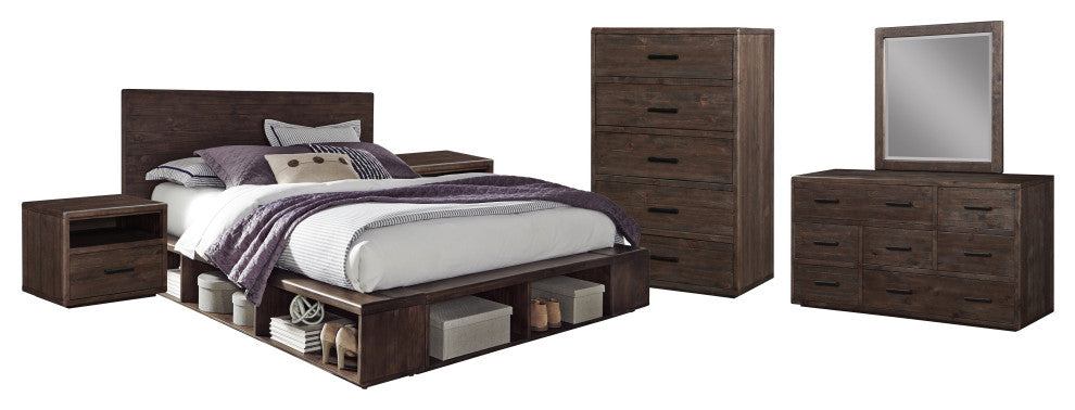 Modus McKinney 6 Piece Queen Platform Bedroom Set With Chest, Espresso Pine