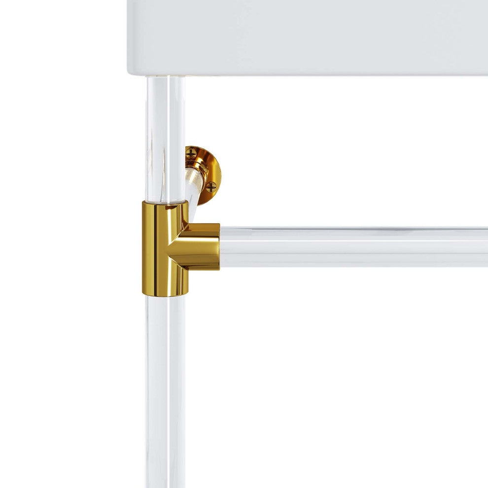 Sink Vanity Cabinet, Wall Mount, White, Ceramic, Stainless, Modern, Bathroom