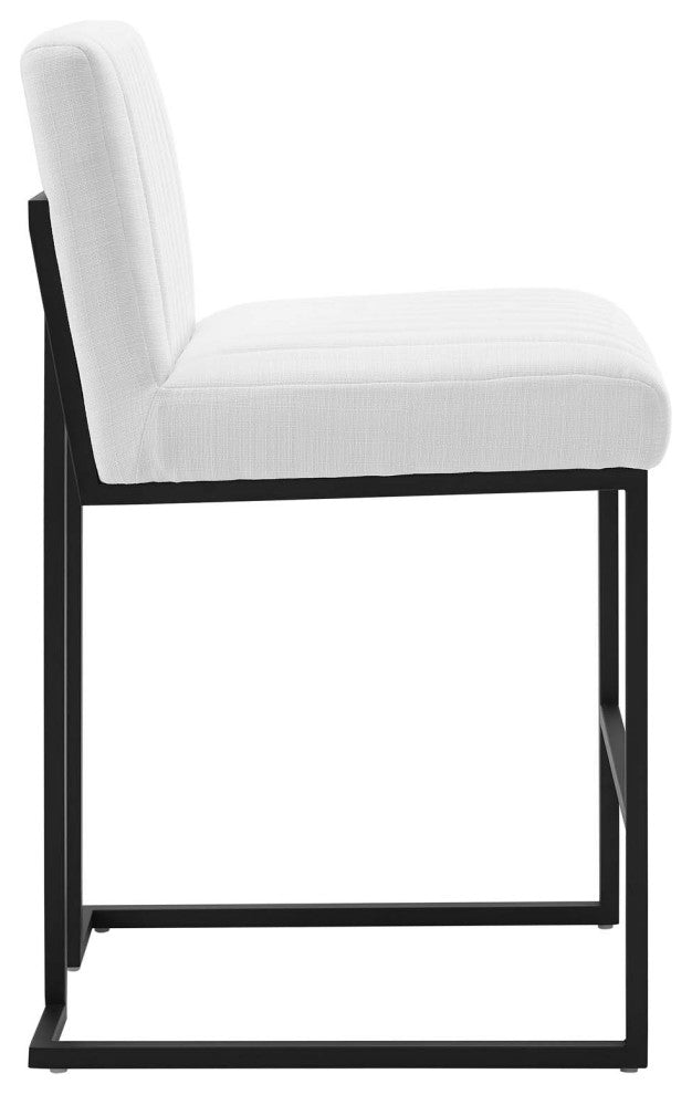 Indulge Channel Tufted Fabric Counter Stool, White