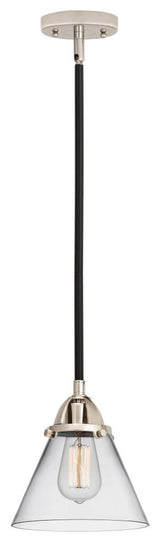Large Cone Mini Pendant, Black Polished Nickel, Clear, Clear