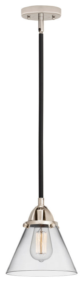 Large Cone Mini Pendant, Black Polished Nickel, Clear, Clear