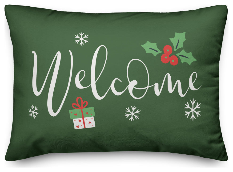 Green Welcome 20x14 Spun Poly Pillow