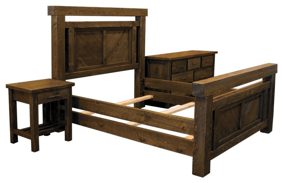 Barnwood Style Timber Peg Panel Bedroom Set, Woodland Smoke, King