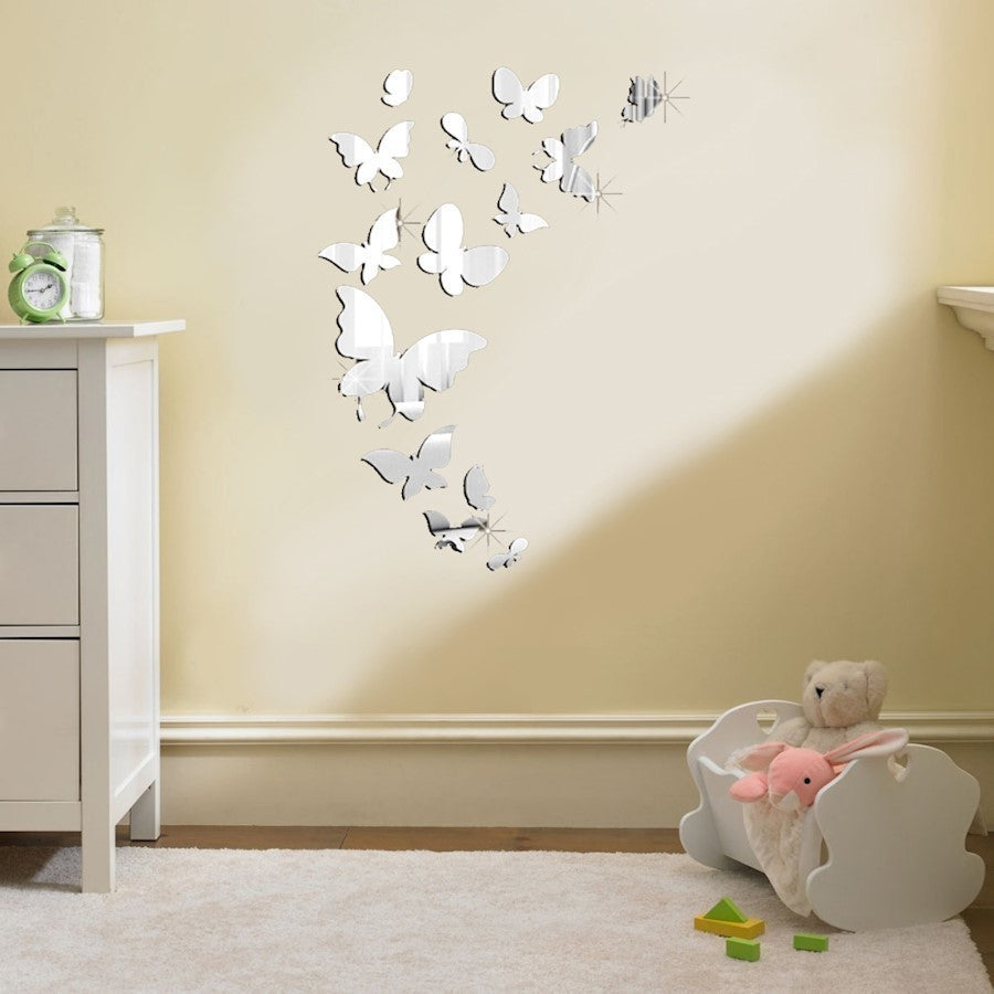 Walplus 14 Mirror Butterflies Wall Mirror Sticker