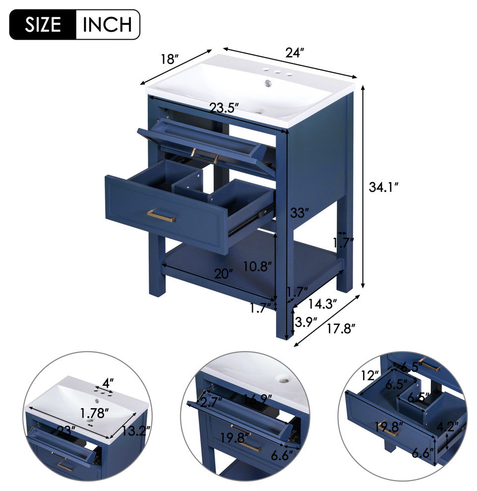 Gewnee Modern Bathroom Storage Cabinet with 2 Drawers