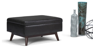 Owen Coffee Table Storage Ottoman, Distressed Black