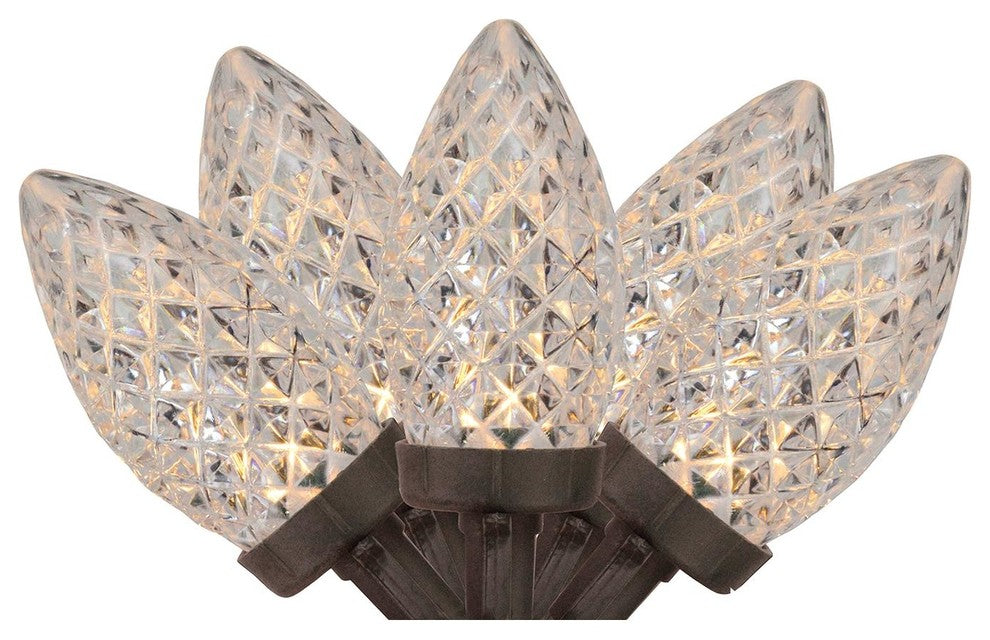 100 White Faceted LED C9 Christmas Lights