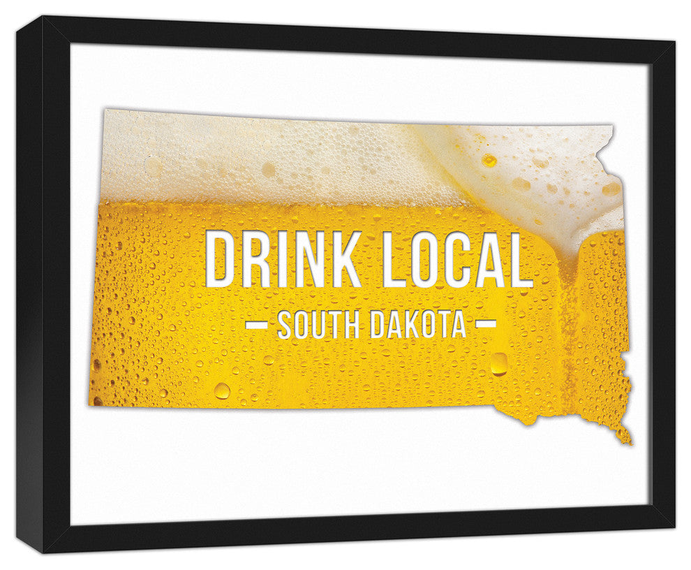 South Dakota Drink Local Beer Wall Art, Framed Canvas