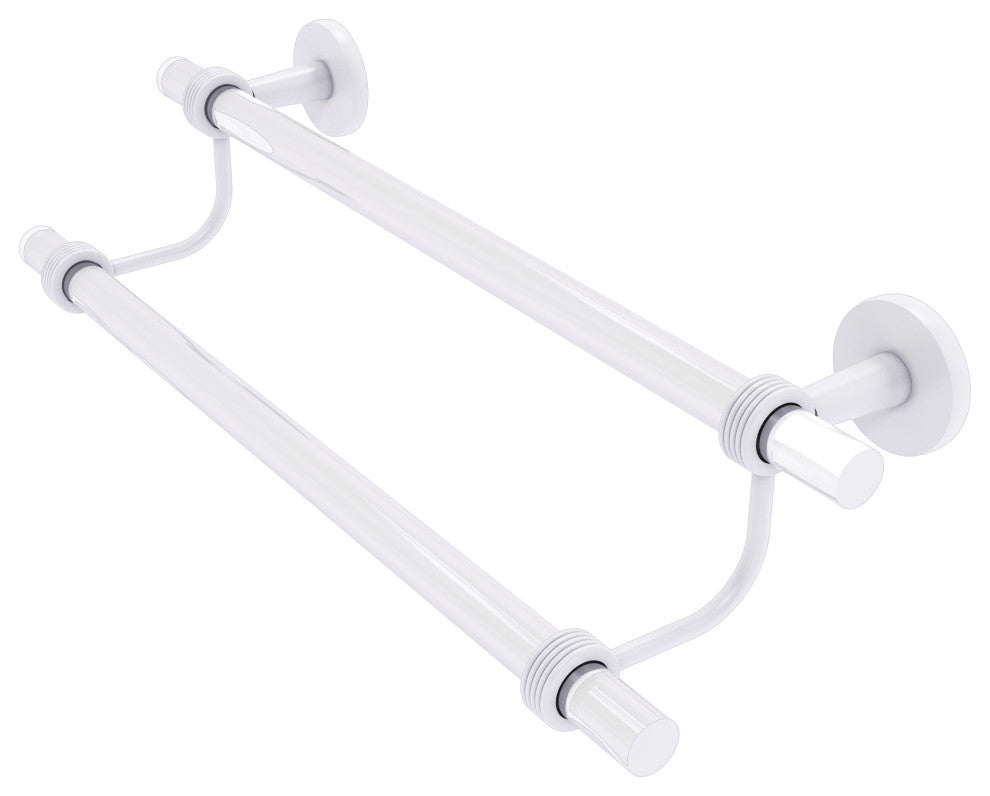 Clearview 30" Double Towel Bar with Groovy Accents, Matte White