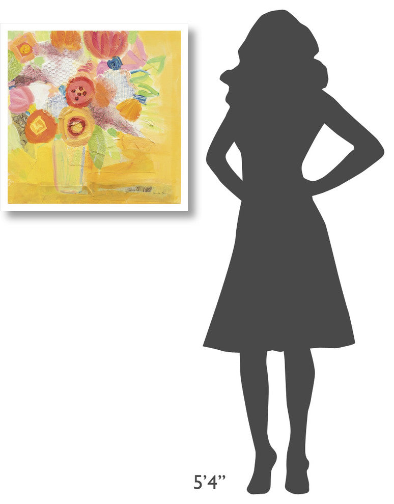 "Misty Yellow Floral" Digital Paper Print by Farida Zaman, 26"x26"