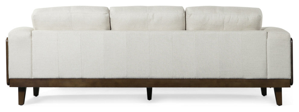 Connor Contemporary Oversized 3 Seater Sofa, Beige/Dark Walnut, Fabric