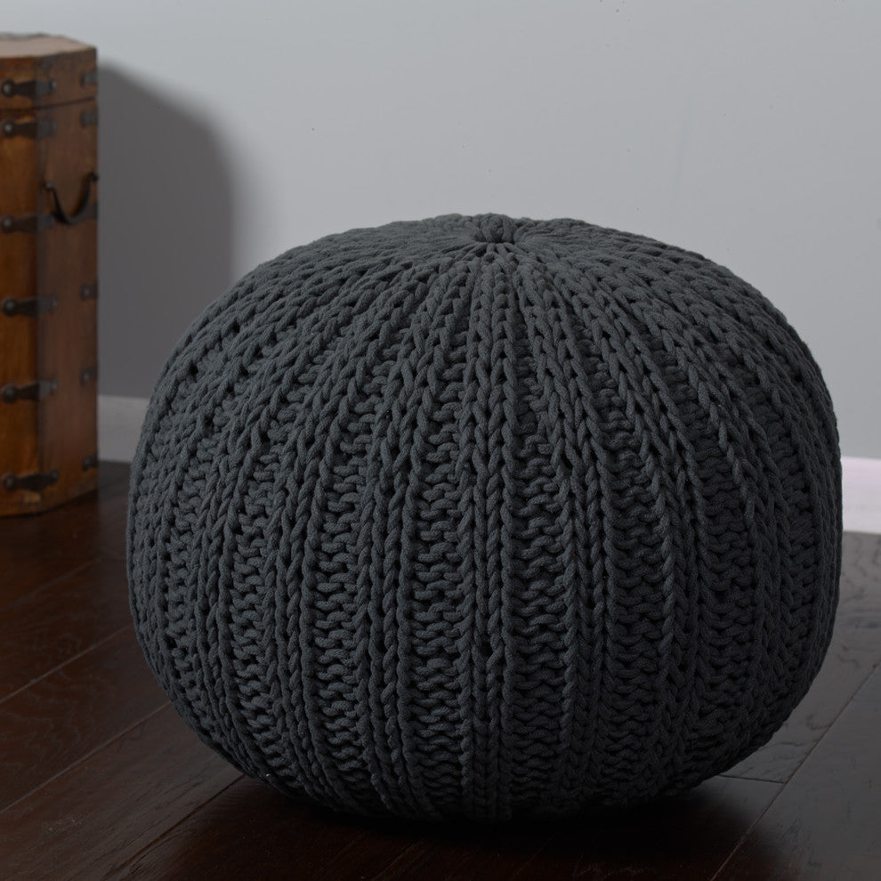 Sleek Charcoal Pouf