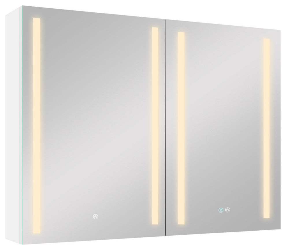40" Aluminum Surface Mount Medicine Cabinet with Two Doors and Mirror
