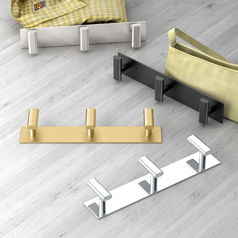 Elevate All Modern Decor Hook, Brushed Brass, Triple