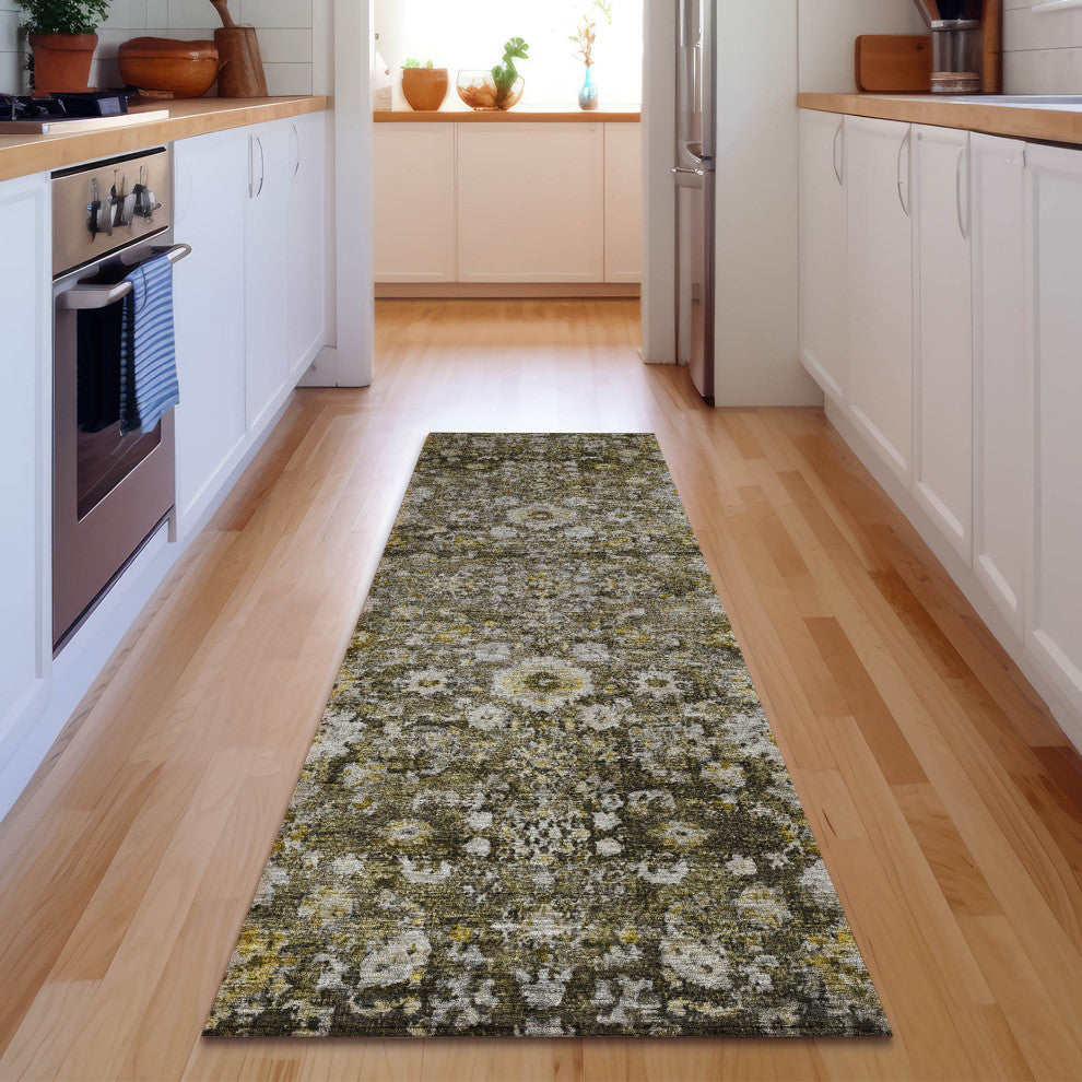 Premium Machine Washable Mayfield AMF651 Mocha 2'3" x 7'6" Runner Rug
