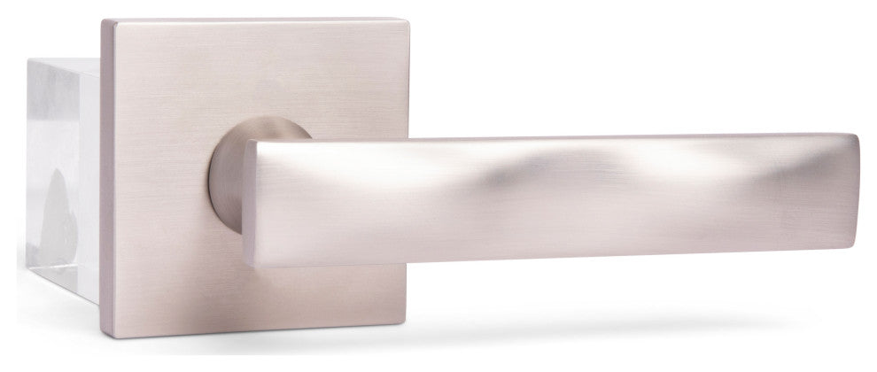 Modern Heavy Duty Designer Interior Door Lever - Essex Collection, Satin Nickel, Double Dummy