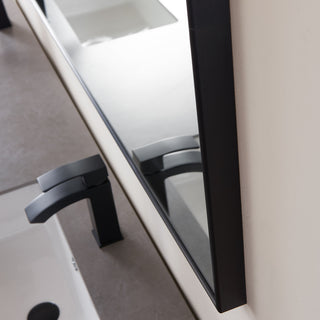 Viella Rectangular Aluminum Wall Mounted Mirror, Matte Black, 72"