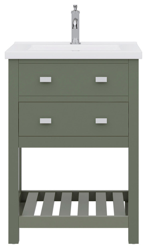 Viola 24" Integrated Ceramic Sink Top Vanity, Glacial Green, Vanity With Faucet