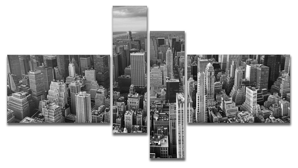Panoramic Aerial View of Manhattan, Cityscape Canvas Print, 60"x32", 4 panels