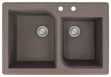 Radius 33" silQ Granite Double Bowl Kitchen Sink with 2 Holes in Espresso