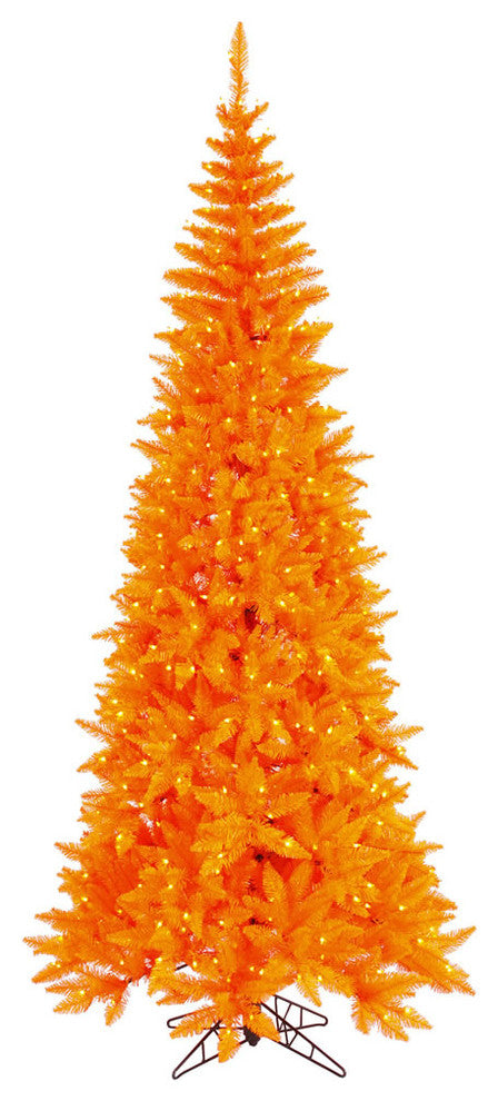 Vickerman 4.5'x24" Slim Fir Tree, Dura-Lit 200 Orange 400 Tips, Orange